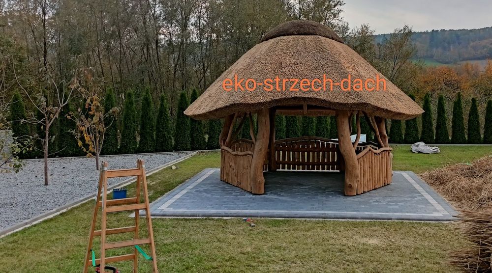 Dachy z trzciny, altana, huśtawka, drewutnia, zadaszenia, studnia,