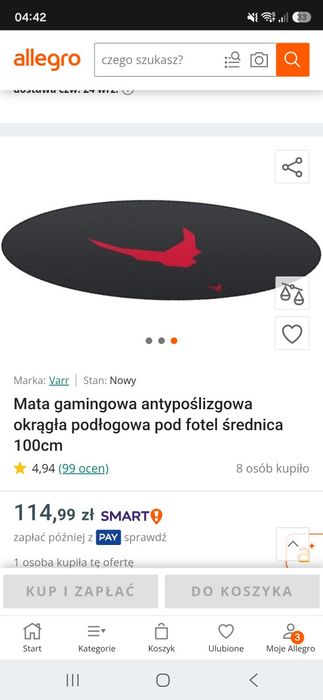 Fotel gamingowy + mata