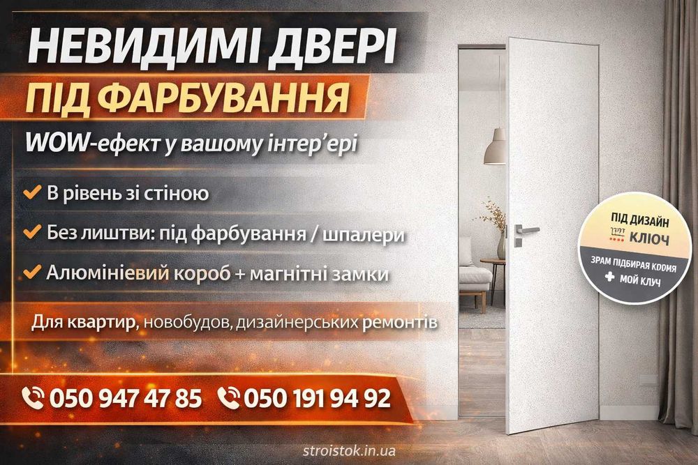 Двері скритого монтажу під ключ У наявность та на замовлення Київ