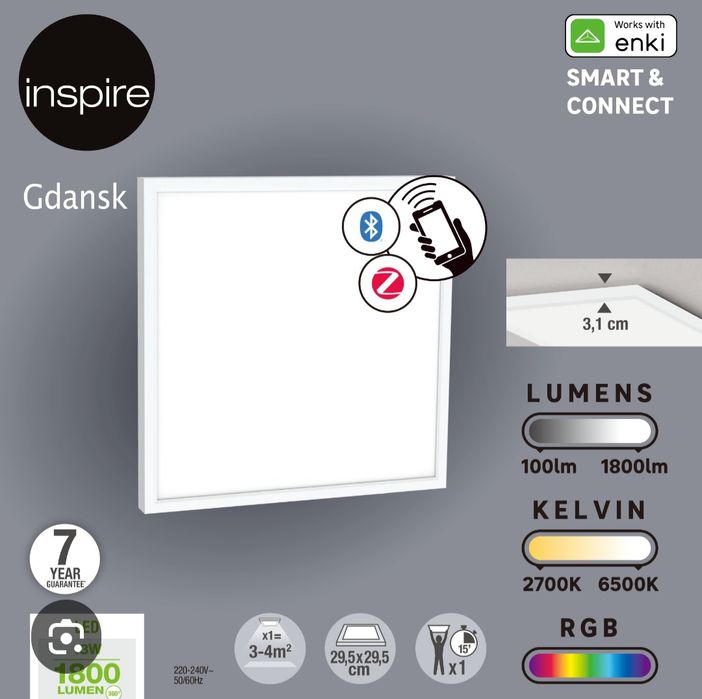 Painel LED inteligente Gdansk da marca Inspire