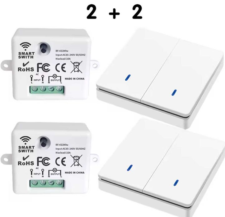 Bezprzewodowy Włącznik Pojedynczy do Światła z 2 Odbiornikiem RF 433