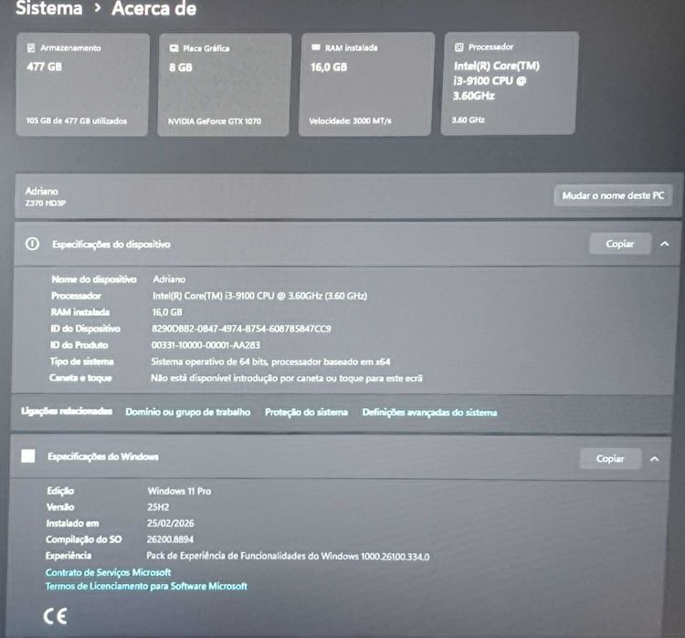 Computador mais perifericos e cadeira