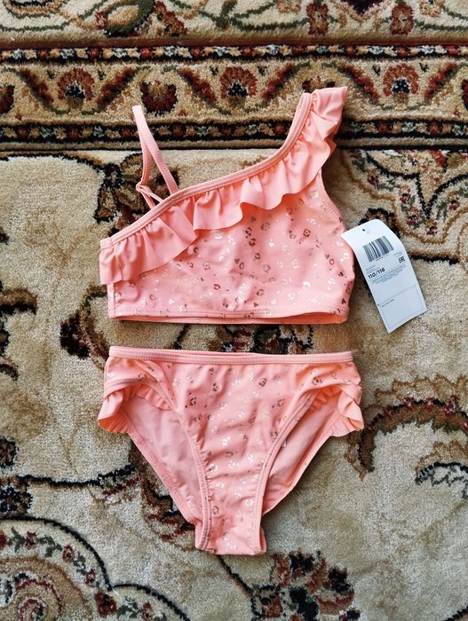 Nowy dziewczęcy strój kąpielowy 5.10.15 r.110/116 centki panterka