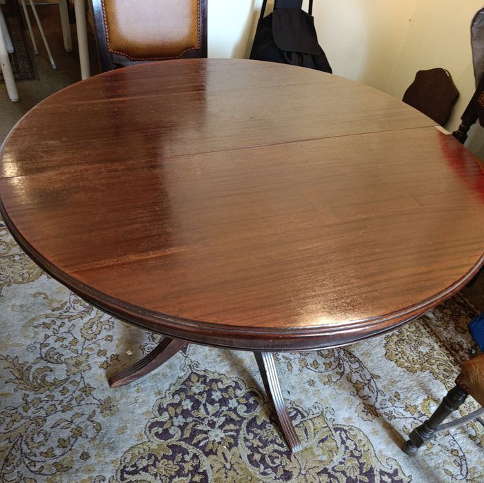 Mesa de jantar redonda - estilo inglês - extensível