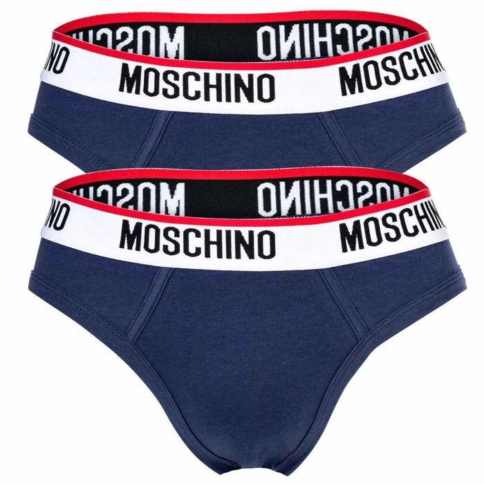 MOSCHINO męskie slipy 2 PAK majtek w pudełku BLUE