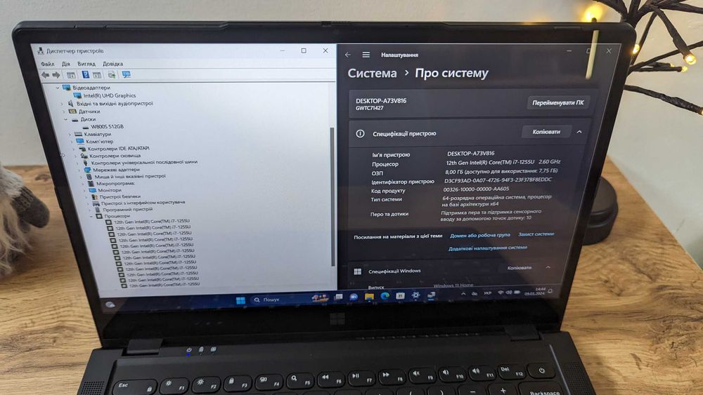 ТОП! ноутбук 10 ядер Intel Core i7-1255U / RAM 8 ГБ / SSD 512 GB
