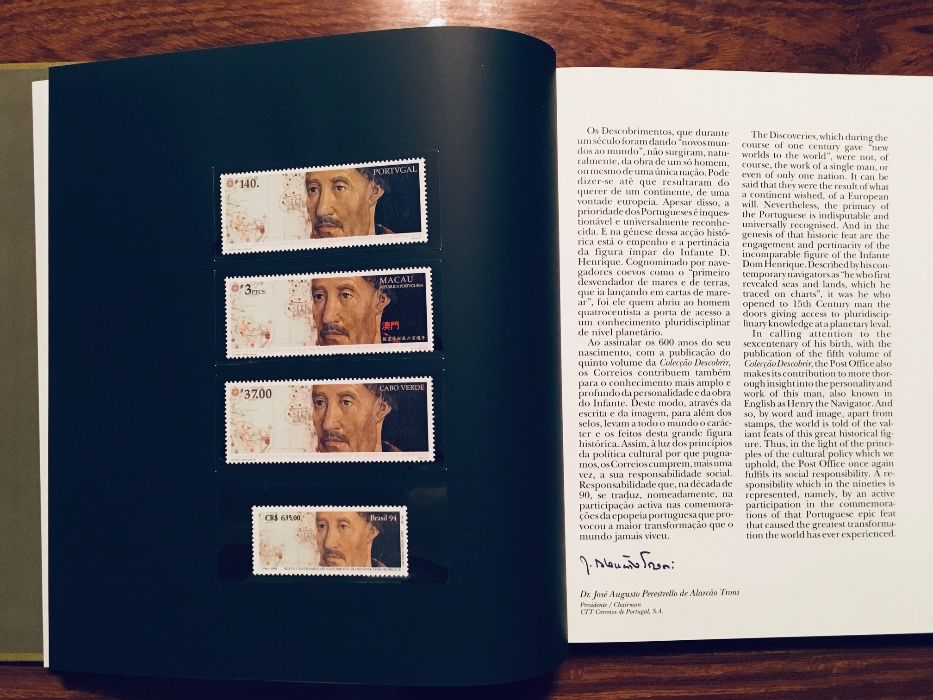 Livro CTT "Henrique o Navegador" coleção selos filatelia correios