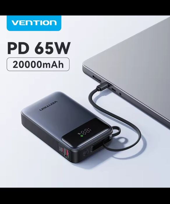 Павербанк Vention 20000 ma/h 65W для зарядки ноутбуков.