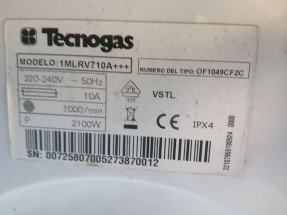 Máquina de lavar roupa roupa Tecnogas