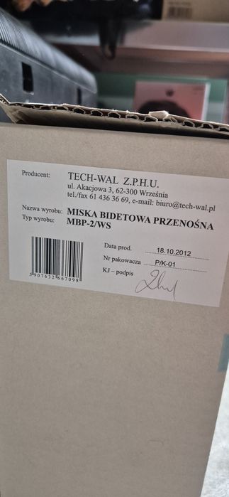 Miska Bidetowa Przenośna MBP-2/WS