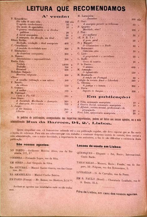 A Sementeira - 1908/1910 - Revista Critica e Sociologia