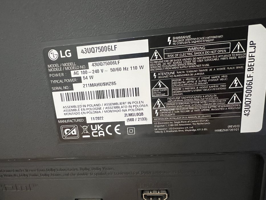Vendo TV LG 43”
