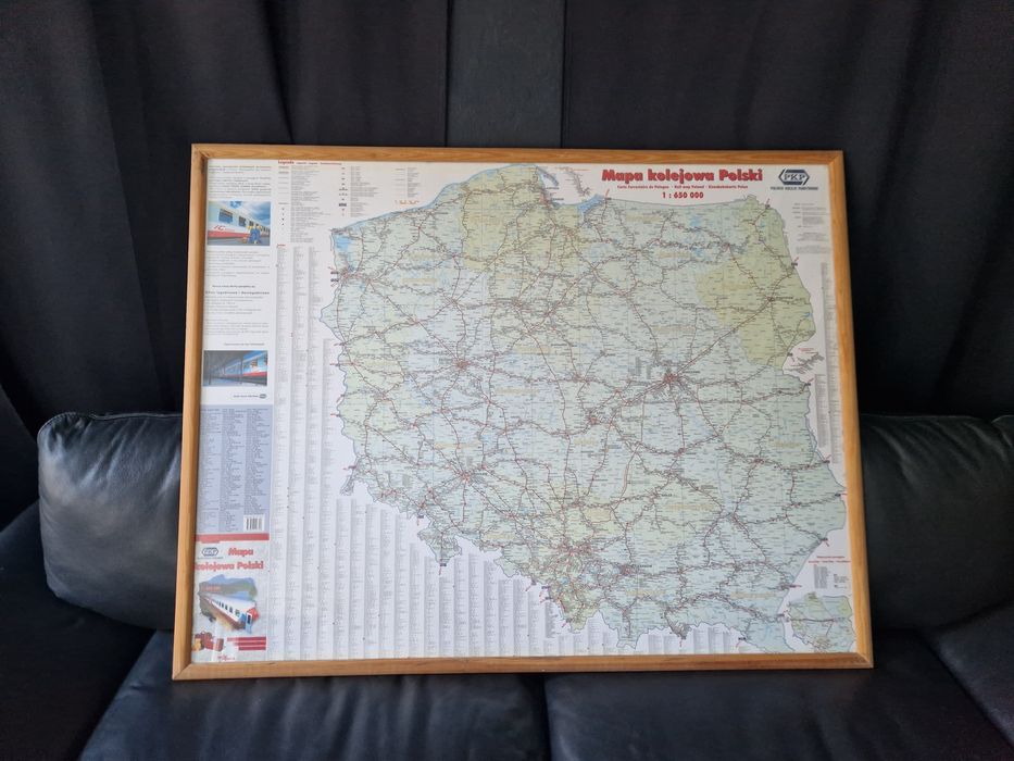 Mapa kolejowa PKP z 1999 roku, czasy przejazdu. Unikat, Szczecin