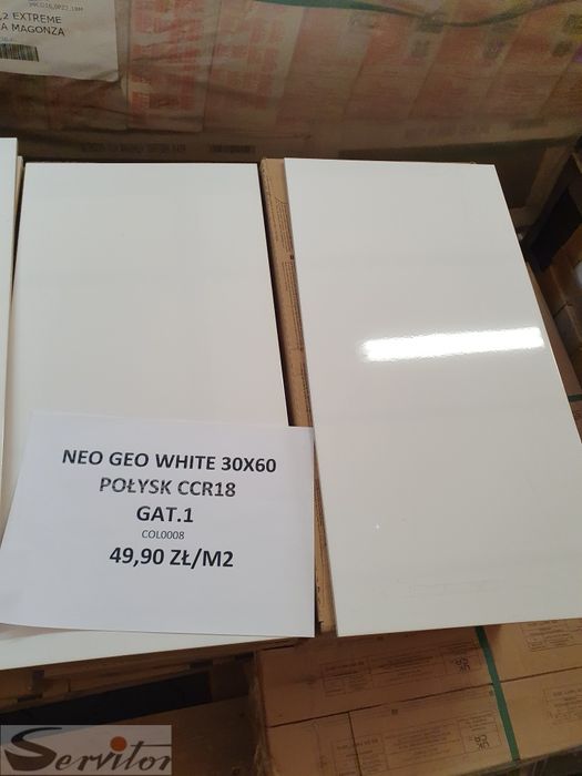 Płytki ścienne Neo Geo White 30x60 CCR18 Połysk GAT.1