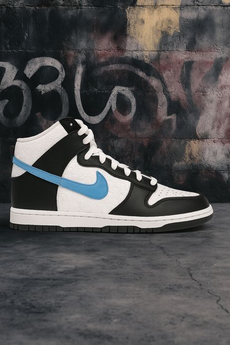 Nike Dunk High biało-czarne z niebieskim Swoosh | nowe z metką, r.36