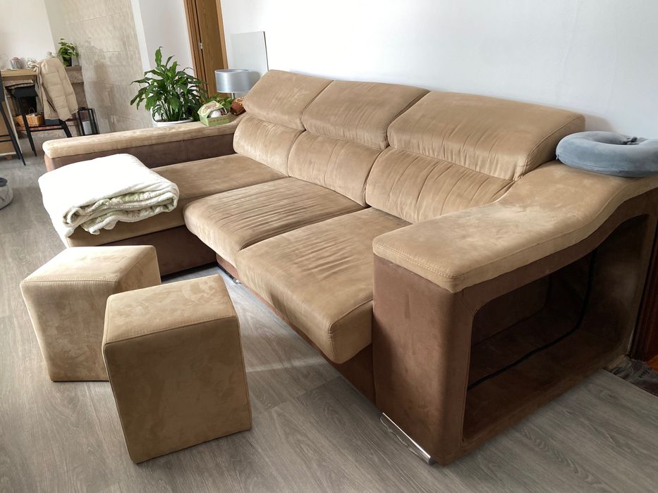 Sofá Castanho Chaise longue