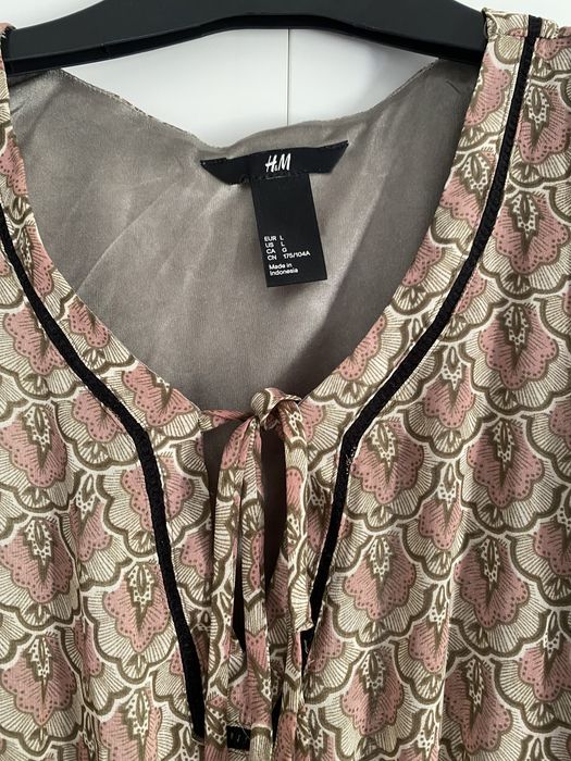 Sukienka zwiewna wzorzysta H&M rozmiar L 40 wiązanie