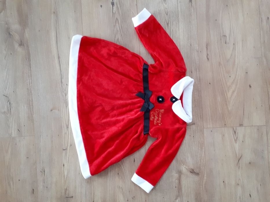 Sukienka Mikołajka strój przebranie mikołajki pomocnik Mikołaja 6-9 74