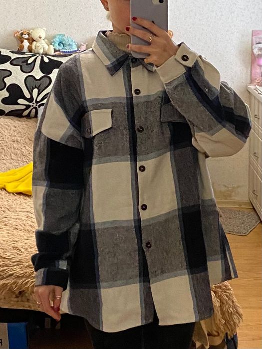 Куртка сорочка тепла в клітинку Shein