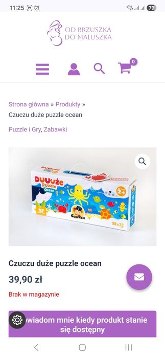 CzuCzu Duuuże puzzle Ocean brak 1 elementu