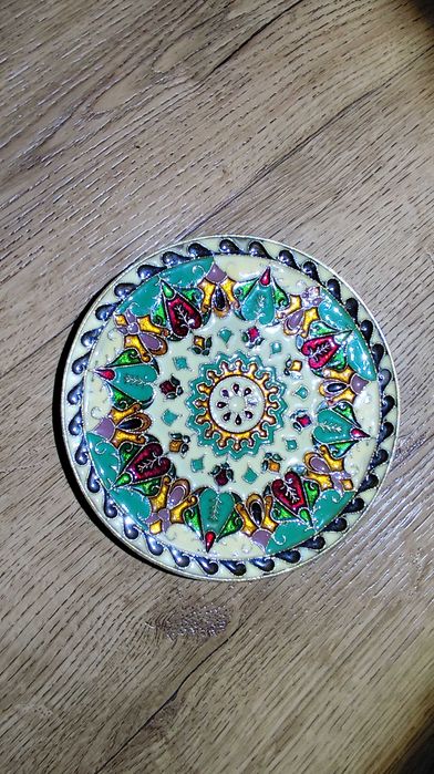 mosiężny talerz ręcznie emaliowany komorówka Cloisonne do zawieszenia