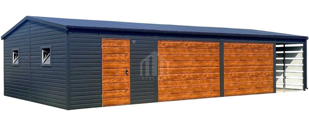 Garaż blaszany 9x6m wiata brama drzwi okno rynna dwuspad  SO156