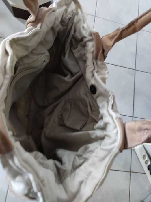 torba shopper torebka na ramię do ręki lniana safari reserved