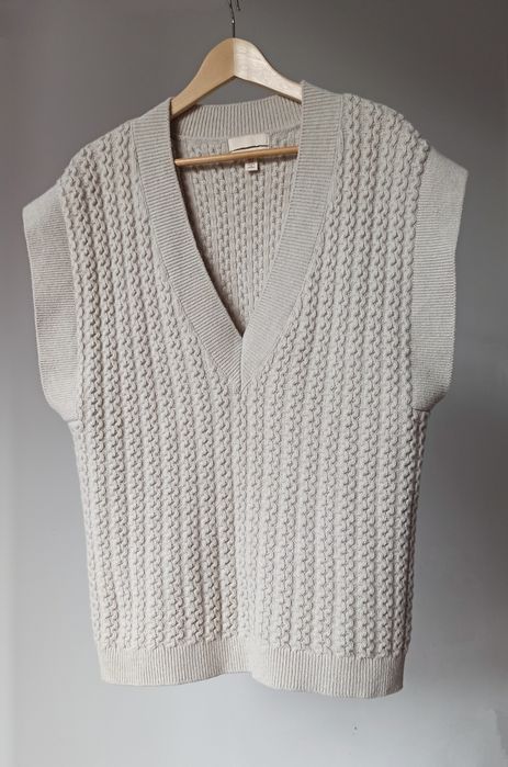 Kamizelka wełniana kaszmirowa bezrękawnik sweter H&M beżowa kaszmir