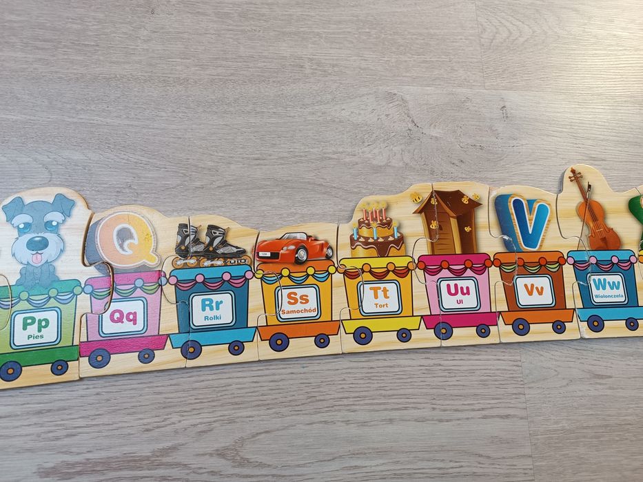 Super zestaw drewniany alfabet układanka 2 metry  + gratisy