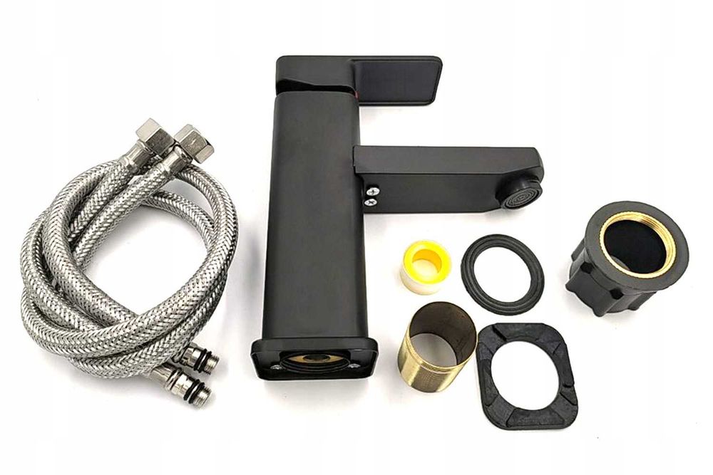 Bateria Łazienkowa Umywalkowa Kran Do Umywalki Niski Nablatowy Czarny