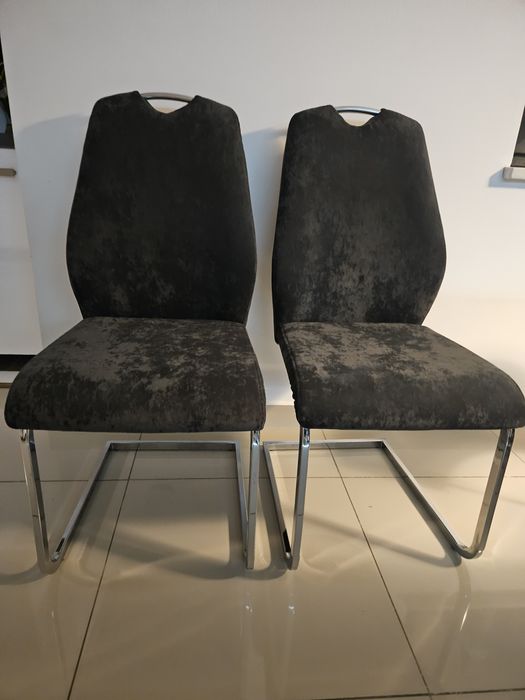 Nowe krzesła welur szare 8 szt