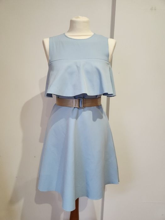 Piękna sukienka elegancka blue Zara 38 cudny kolor kroj falbankasexy