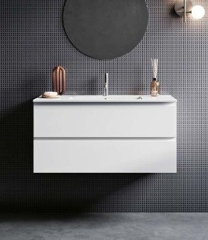 Movel Suspenso Preto Mate + Lavatório cerâmico Branco ambos ITALBOX