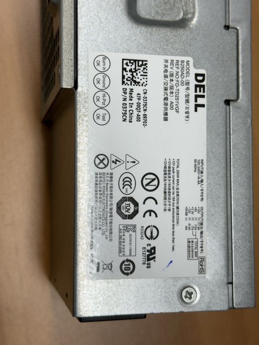 fonte de alimentação Dell com potência de 250W