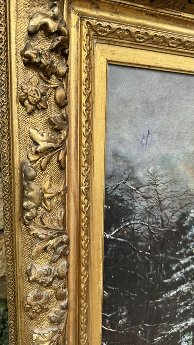 Картина в большой деревянной раме, старинная , тяжелые, из Франции