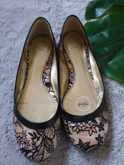 Zara satynowe baleriny balerinki w kwiaty 39