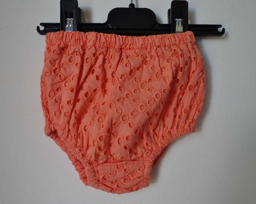 Vestido bordado laranja c Tapa Fraldas  3-6 meses* Envio grátis