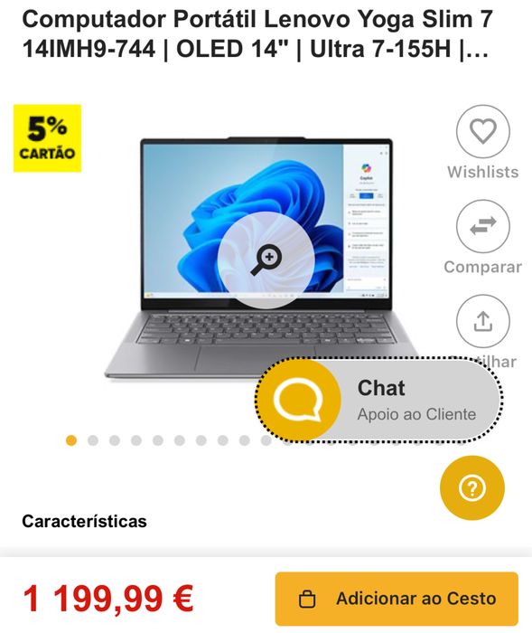 Computador portátil Lenovo YOGA 7 14 (2 em 1)