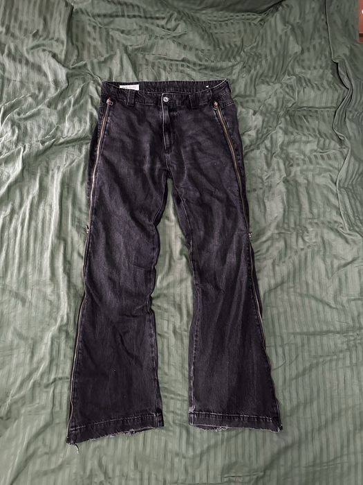 zara zip flared black pants jeans XL