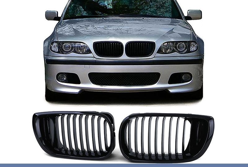 GRELHA DIANTEIRA PRETO BRILHO PARA BMW SERIE 3 E46 SEDÁN 2001-2005