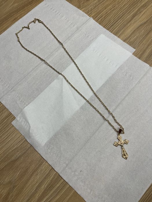 Złoty łańcuszek krzyżyk 60 cm złoto pr 585 14,22 g bardzo ladny stan