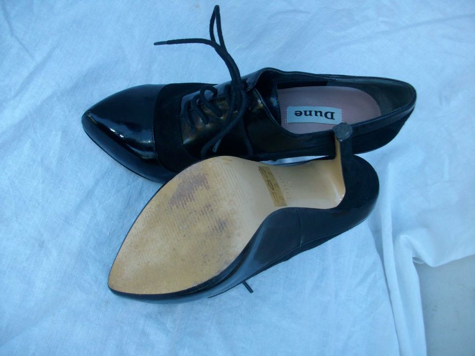 Dune Original skórzane botki szpilki sznurówki lakierki zamsz 37