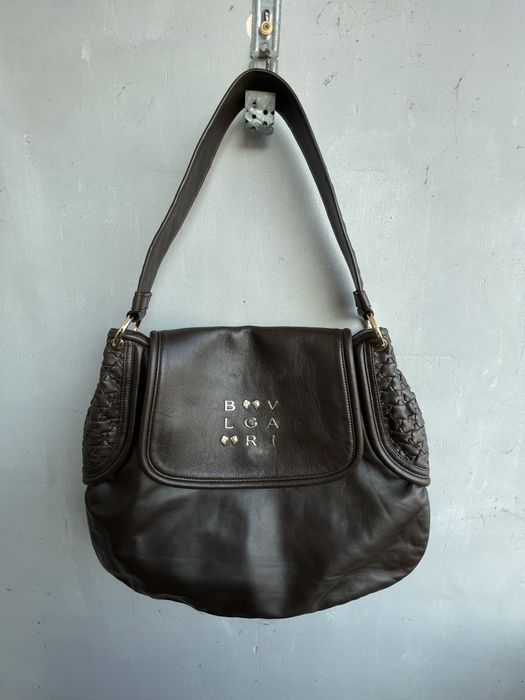 Bvlgari оригинал Bulgari Leoni Brown сумка кожаная