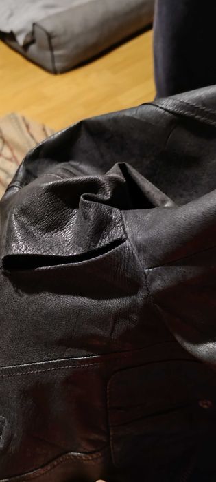 Męska kurtka M czarna skóra owcza