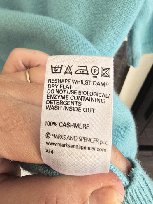 Sweter kaszmirowy damski 42 Marks&Spencer wełniany jesień puszysty