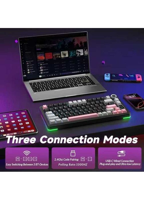 Безпровідна клавіатура з підсвіткою та екраном Aula S75 PRO