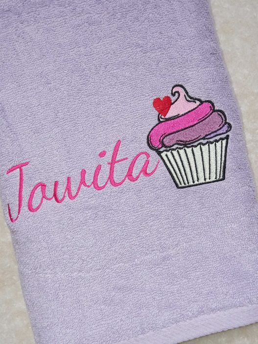 Bawełniany Ręcznik z Imieniem 100x50 Haft Babeczka Muffinka Imię