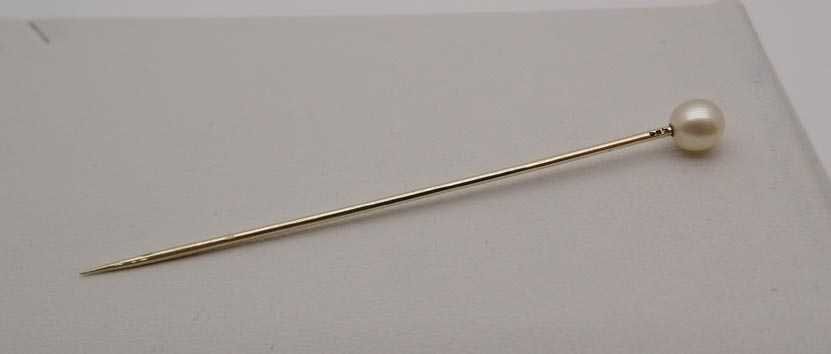 Antyczna szpila szpilka broszka z perłą 5,3 mm.