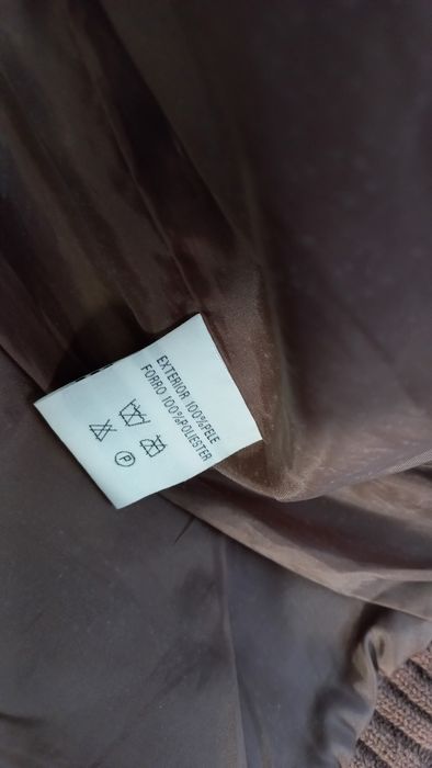 Blusão pele unisexo castanho