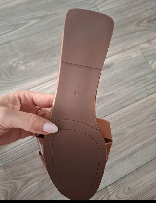 Zara nowe klapki rozm 37 brąz karmelowe